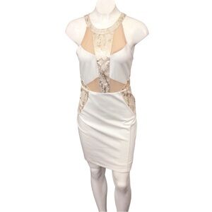 Astr White and Beige Midi Dress size Medium